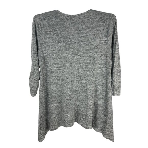 Apt 9 Womens Gray Knit V Neck Tunic Top XL Lightweight Long Sleeve Stretchy - Picture 2 of 5